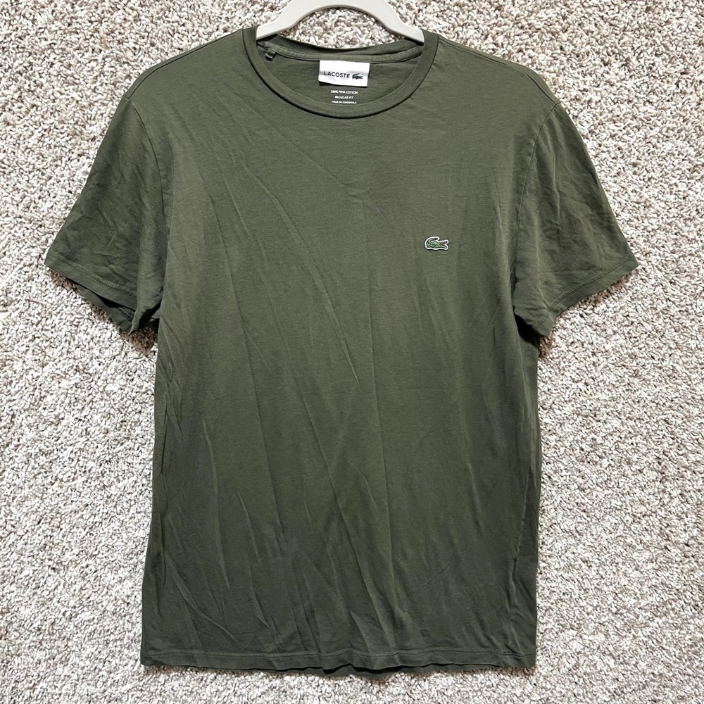 Lacoste T-Shirt Men's Small Green Pima Cotton Regular Fit Short Sleeve